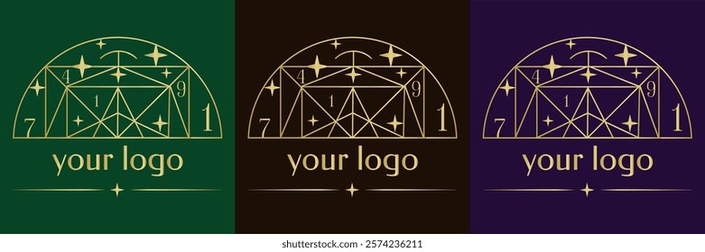 set of logos esoteric, astrology, stars, magic, magic logo, numerology, symbols, gold logo