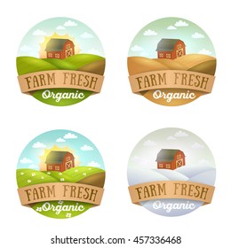 Set logos. Farm Fresh summer. Seasons farm. Logo, emblem, lable, sticker