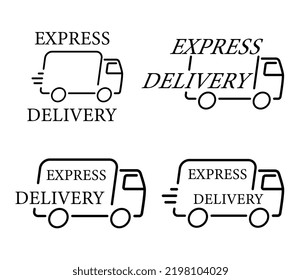 Set of logos of fast cargo delivery. Transport transportation editable stroke.