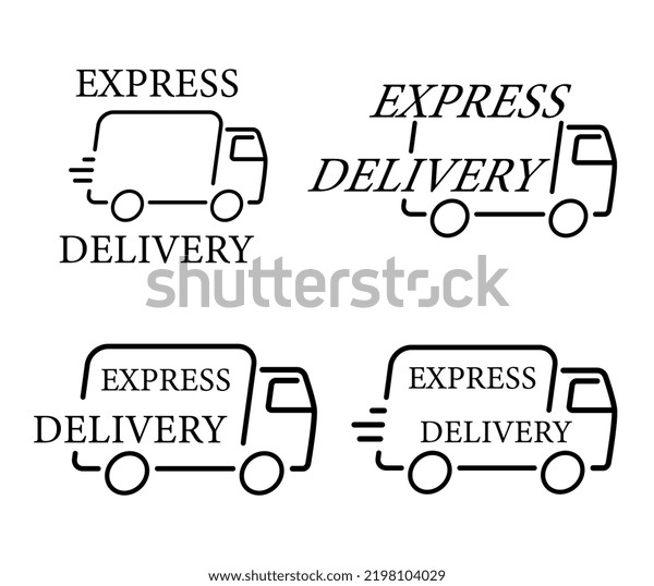 Set of logos of fast cargo delivery. Transport\
transportation editable\
stroke.