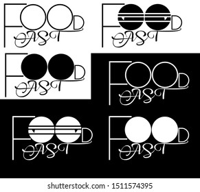 set of logos of fast food from a combination of letters