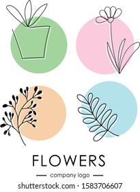 Set of logos with flowers