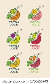 set of logos fresh juice	
