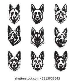 Set of logos with German Shepherd on a white background