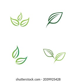 set logos of green leaf ecology nature element vector