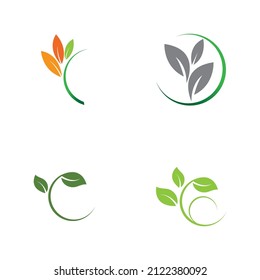 set of Logos of green leaf ecology nature element vector icon
