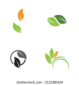 conjunto de logotipos de ecología de hoja verde elemento vectorial icono