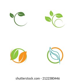 set of Logos of green leaf ecology nature element vector icon
