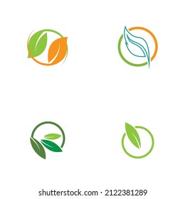 set of Logos of green leaf ecology nature element vector icon