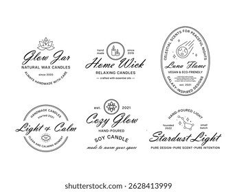 A set of logos for handmade candle brands that highlight natural ingredients and unique scents.