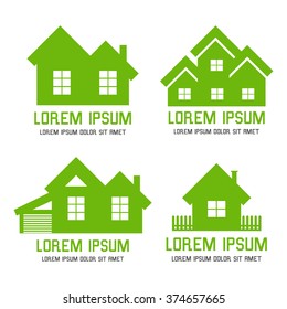 Set of logos for the house, the roof, windows, repair, real estate. Vector design.