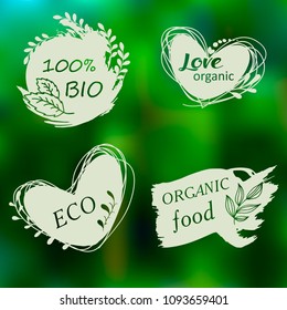 Set of logos, icons, design elements. Natural food, organic food, veggie food. Healthy food