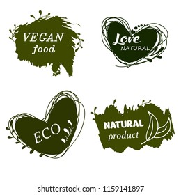 Set of logos, icons, design elements. Natural food, organic food, veggie food