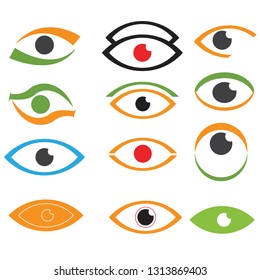 SET OF LOGOS AND ICONS OF EYE