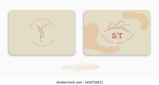 Set of logos with leaves. Template for the design of business cards, posters, banners, stamps and labels for florists, organic products, artists.