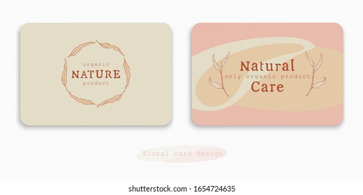 Conjunto de logos con hojas. Plantilla para el diseño de tarjetas de visita, carteles, carteles, sellos y etiquetas para floristas, productos orgánicos, artistas.