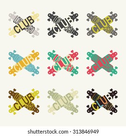 Set of logos for longboard club. Vector illustration