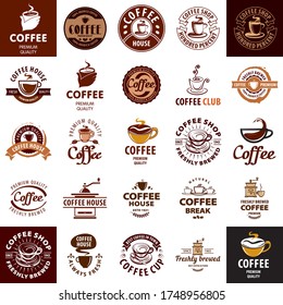 set of logos on coffee