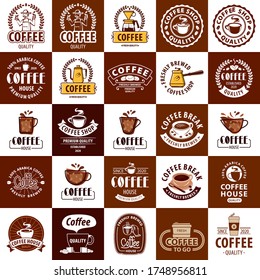 set of logos on coffee