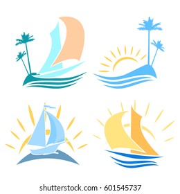 Set of logos on the sea