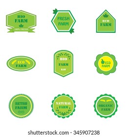 Set of logos for organic, eco and natural farms
