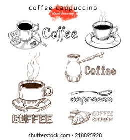 Set of logos for processing coffee, stickers for cafes and restaurants in vintage style