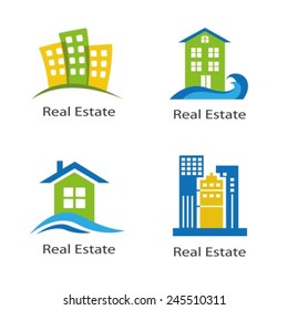 set of logos of real estate on a white background