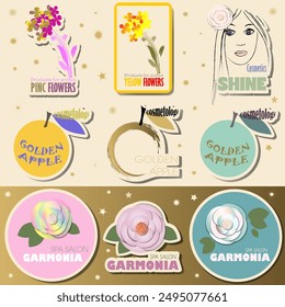A set of logos for shops, cosmetic and spa salons, aimed at a female audience