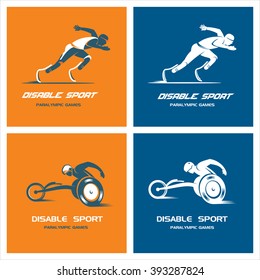 Set of logos, signs. Athletes with a disability. Paralympic games.