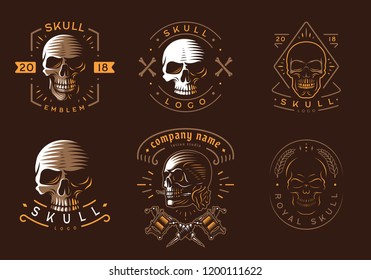 Set of logos with skulls, emblem set design