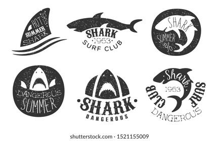 Set of logos for a surf club. Vector illustration on a white background.
