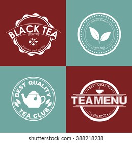 A set of logos for tea shops, cafes and advertising, packaging. Vector illustration.