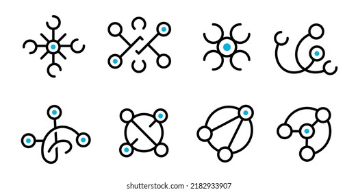 set of logos in the theme of computer technology