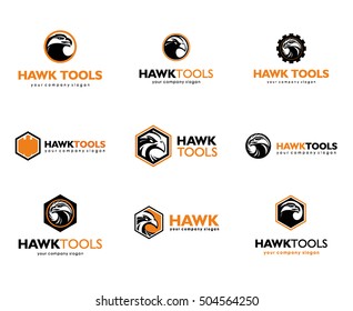 Set of logos for the tool, drill bit, drilling
