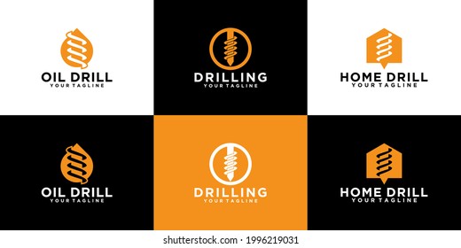 set of logos for tools, drill bits, drilling