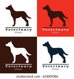 Set of logos for vet clinic with the silhouette of a dog
