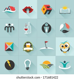 Set of logos, web Icons and business and abstract symbols - Vector Illustration, Graphic Design 