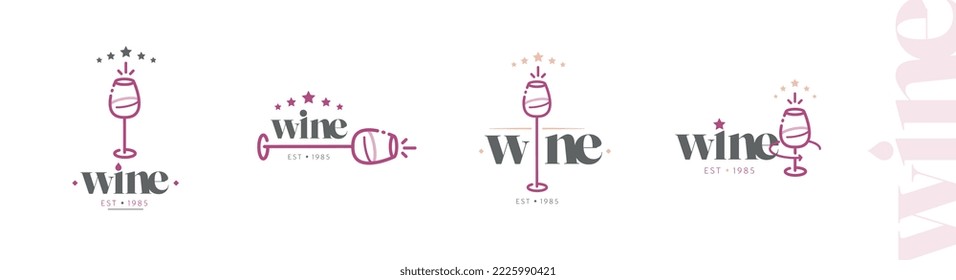 Set of logos for wines and vineyards.
