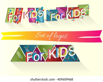 Set of logos with the words for children