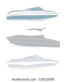 Set of logos for yachts and boats on hwite background