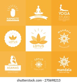 Set of logos for yoga studio in vector