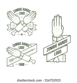 set of logos zombie hands showing different gestures