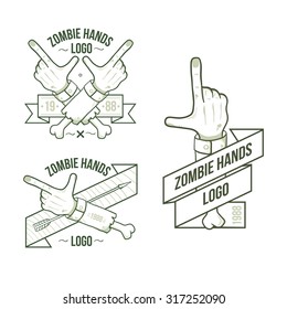 set of logos zombie hands showing different gestures