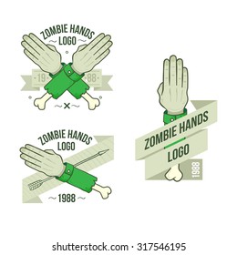 set of logos zombie hands showing different gestures