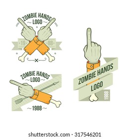 set of logos zombie hands showing different gestures