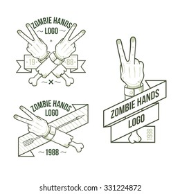 set of logos zombie hands showing different gestures
