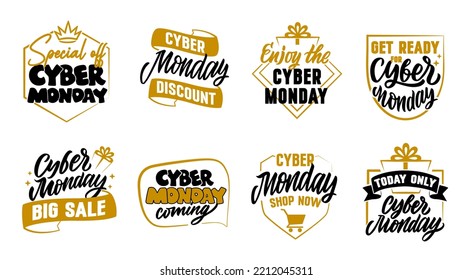 The set of logotypes for Cyber Monday. The lettering quotes in a vector illustration 

