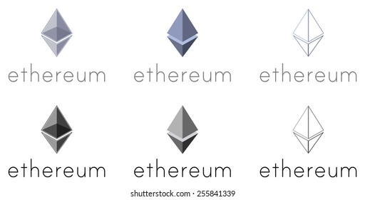 Set of logotypes of platform and a programming language Ethereum