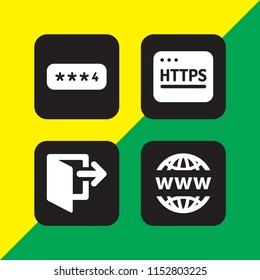  set with logout, domain registration, http and password vector icons for web and mobile app