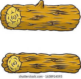 Set of logs. Fallen tree. Element of nature and forests. Wooden stumps 